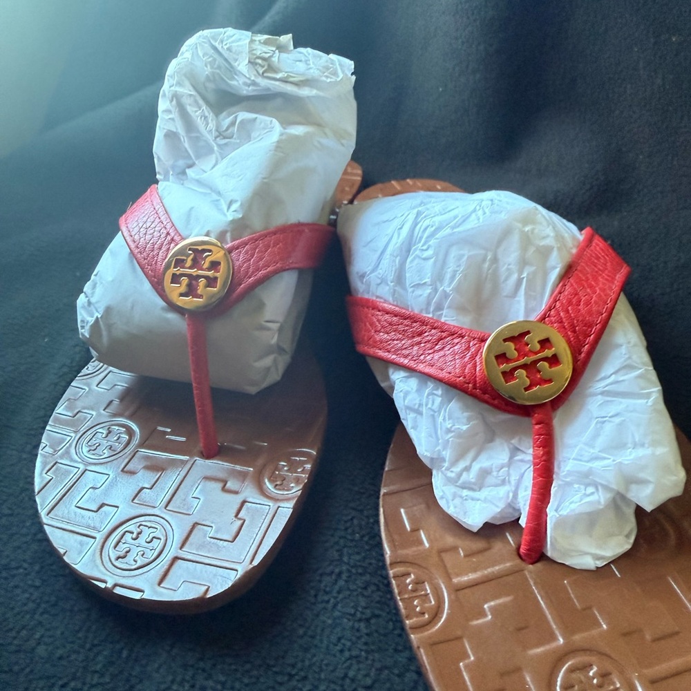 NEW- Tory Burch Vermillion Thora Sandals. Never worn.
